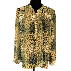 PJK Patterson J. Kincaid Animal Print Sheer Blouse